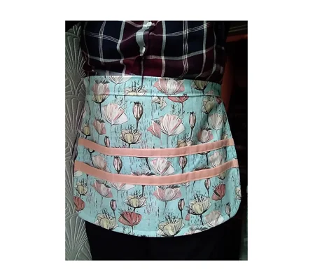 Floral Cotton Apron, Six Pockets, Handmade Gardening Craft Pinny