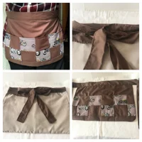 Brown Motorcycle Print Utility Apron: Patchwork Cotton, Tie Waist Pinny - Handmade