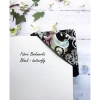 Fabric Bookmark, Black Floral, Black Butterfly