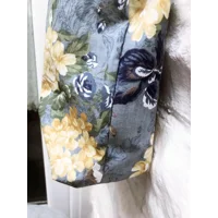 Shoulder Bag, Blue Yellow Floral Cotton Fabric, Handmade Eco-Friendly Lined Tote Bag