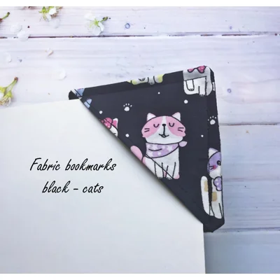 Black Cats Fabric Corner Bookmark