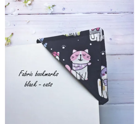 Black Cats Fabric Corner Bookmark