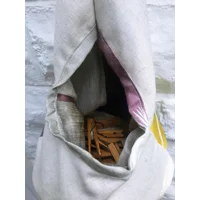 Handmade Peg Bag, Yellow Circles Fabric, Lined Clothespin Storage, Eco Friendly Yorkshire
