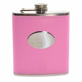 7oz Pink PU Leather Hip Flask