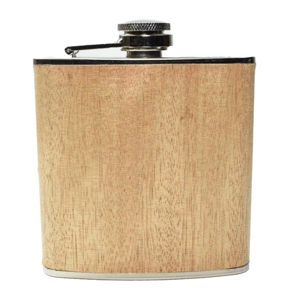 6oz Wood Hip Flask - Light