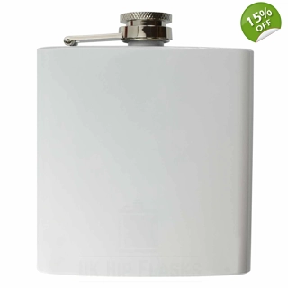 6oz White Hip Flask