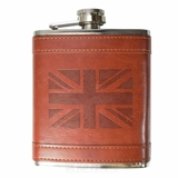 PU Leather 8oz UK Flag Hip Flask