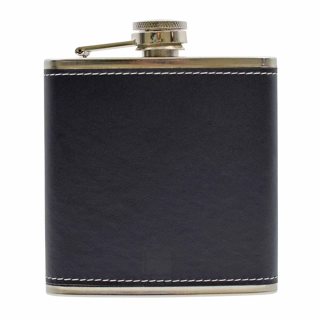 PU Leather 6oz Flask Bl..