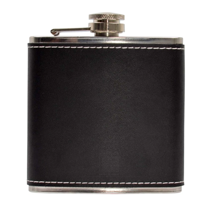 Leather 6oz Flask Black