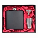 6oz Matt Black Hip Flask in Gift Box w..