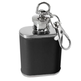 1oz Mini Hip Flask Keyring - Black PU ..