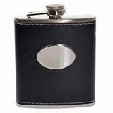 7oz Black PU Leather Hip Flask
