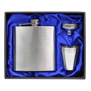 6oz Steel Hip Flask in Gift Box With C..