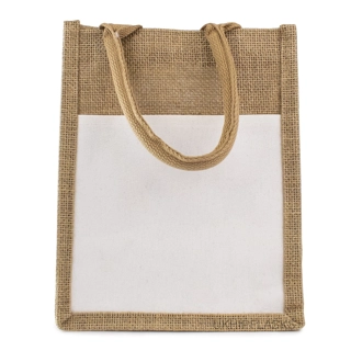 Jute With White Canvas Bag - Natural -..