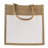 Jute With White Canvas Bag - Natural -..