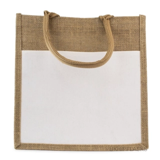 Jute With White Canvas Bag - Natural -..