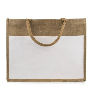 Jute With White Canvas Bag - Natural -..