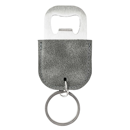 Keyring Bottle Opener with PU Cover - Grey