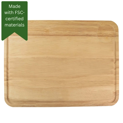 Hevea Chopping Board - Rectangular - Grooved - Large