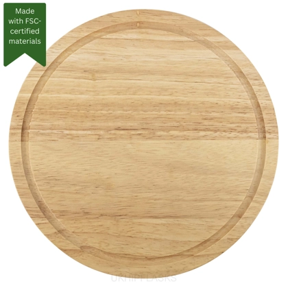 Hevea Wood Board - Round - Grooved - Small Hevea Wood Board - Round - Grooved - Small