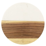 Marble and Acacia Coaster - White - Ro..