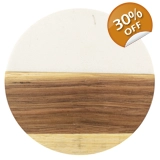 Marble and Acacia Coaster - White - Ro..