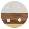 Marble and Acacia Coaster - White - Round