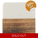Marble and Acacia Coaster - White - Sq..