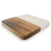Marble and Acacia Coaster - White - Square