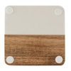 Marble and Acacia Coaster - White - Square