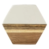 Marble and Acacia Coaster - White - Hexagon