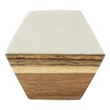 Marble and Acacia Coaster - White - He..
