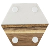 Marble and Acacia Coaster - White - Hexagon