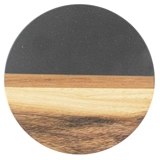 Marble and Acacia Coaster - Black - Ro..