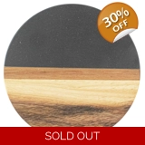 Marble and Acacia Coaster - Black - Ro..
