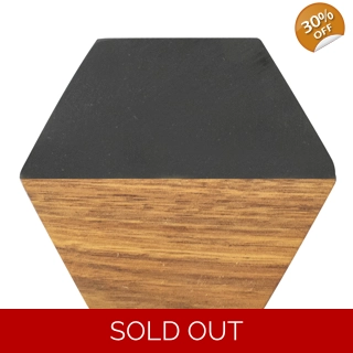 Marble and Acacia Coaster - Black - He..
