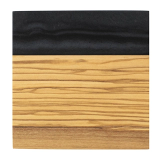 Olive Wood and Resin Coaster - Black -..
