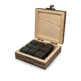 Black Basalt Whisky Stones Wooden Box ..