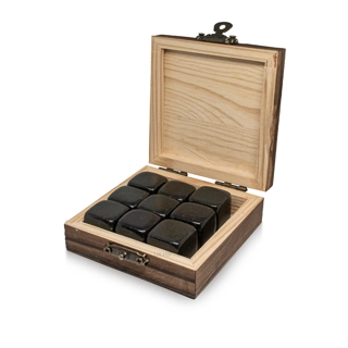 Black Basalt Whisky Stones Wooden Box ..