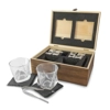 Whisky Glass & Coaster Gift Set with Stainless Steel Ice Cubes