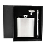 Hip Flask in Black Gift Box With Pen -.. Hip Flask in Black Gift Box With Pen -..
