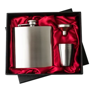 Hip Flask in Red Gift Box With Cups - .. Hip Flask in Red Gift Box With Cups - ..
