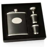 7oz PU Leather Hip Flask Gift Set - Bl..