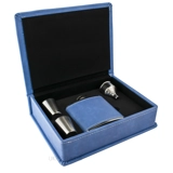 Hip Flask Gift Set - PU Leather - Blue