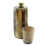 Round Hip Flask with 1 Cup - Ox Horn -..