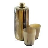 Round Hip Flask with 2 Cups - Ox Horn ..