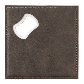 PU Coaster With Bottle Opener - Brown