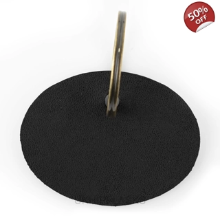 Keyring - Oval - Real Leather - Black