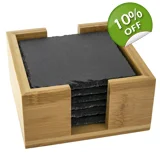 Set - Bamboo Box + 6 Square Coasters