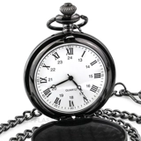 Quartz - Roman - Matt Black Pocket Watch